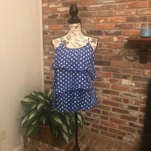 Unique Spectrum polka dot ruffle tank